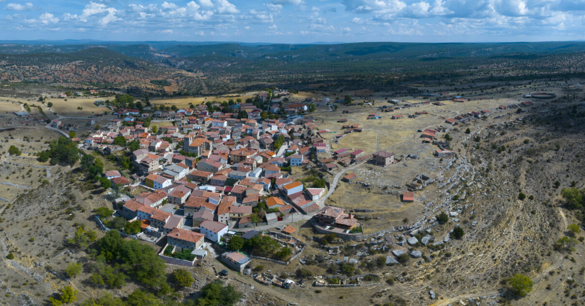 The surroundings of the town of Zaorejas. Alto Tajo Natural Park. Molina Alto Tajo Geopark. Guadalajara. Castilla la Mancha. Spain.